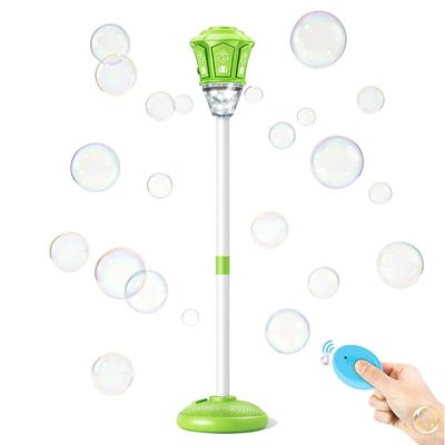 Automatic Bubble Machine, Rechargeable Bubble Maker with Lights and Music, 3-Level Adjustable Heights Bubble Wand for Adult Outdoor Party Birthday Wedding (Green)