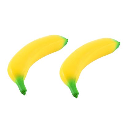 2pc Fake Banana Stress Relief Fidget 6.89 x 1.97in Soft PU Foam Desk Accessory | Lightweight Squeeze Fidget for Adults | Novelty Office Decor & Relaxation Tool