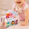 Baby Sensory Toy Tissue Box with Silky & Crinkle Tissues - Montessori Fine Motor Skills Developmental Pull Toy for Toddlers view 3