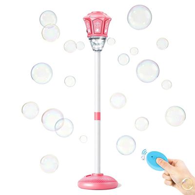 Street Lamp Bubble Machine, 2026 New Automatic Bubble Machine Stand with Light Music, Adjustable Standing Bubble Maker Blower Torch-Shaped for Outdoor Party Birthday Wedding (Pink)