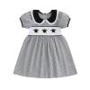 Toddler Back to School Outfits for Girls Summer Dresses Short Sleeve Doll Collar Apple Pencil Embroidery Clothes (Black, 3-4 Years) view 1