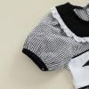 Toddler Back to School Outfits for Girls Summer Dresses Short Sleeve Doll Collar Apple Pencil Embroidery Clothes (Black, 3-4 Years) view 2