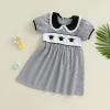 Toddler Back to School Outfits for Girls Summer Dresses Short Sleeve Doll Collar Apple Pencil Embroidery Clothes (Black, 3-4 Years) view 4