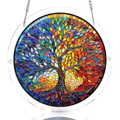 Acrylic Jigsaw Puzzle Suncatcher, Brilliant Tree of Life Stained Glass Style Puzzle for Adults, DIY Sun Catchers Indoor Window, Home Decor, Creative Gift for Mothers Day, Birthday, Mom, Grandma-L