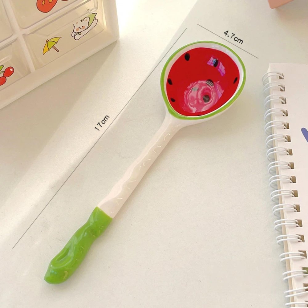 IXIAOROVS High appearance cartoon ceramic bowl ins style strawberry bowl watermelon spoon children's cute rice bowl soup bowl tableware
