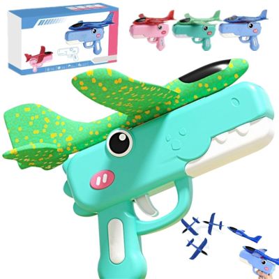 2026 New Cute Dinosaur Airplane Launcher Toy -Boxed Version, 8'' Foam Glider Plane - Outdoor Flying Catapult Toy - Fun Birthday Gifts, Easy to Launch Foam Aircraft(Green)