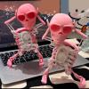 3D Printed Dancing Skeleton Toy, Wind Up Mechanical Wobble Skull Figurin*, Funny Shaking Skeleton Prank Toy, Automatic Swing Desktop Fidget Ornament for Halloween Party Gift (White) view 2