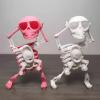 3D Printed Dancing Skeleton Toy, Wind Up Mechanical Wobble Skull Figurin*, Funny Shaking Skeleton Prank Toy, Automatic Swing Desktop Fidget Ornament for Halloween Party Gift (White) view 3
