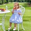 Foidiccx Toddler Baby Girl 4th of July Dress Puff Short Sleeve Doll Collar Independence Day Outfit Summer Little Kid Clothes (Blue god Bless the USA American Flag Plaid, 2-3 Years) view 2