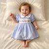 Foidiccx Toddler Baby Girl 4th of July Dress Puff Short Sleeve Doll Collar Independence Day Outfit Summer Little Kid Clothes (Blue god Bless the USA American Flag Plaid, 2-3 Years) view 4