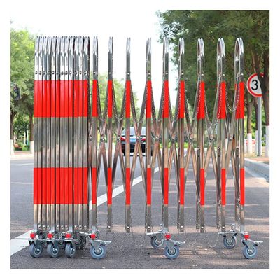 GenSDH Retractable Stainless Steel Safety Barrier Gate for Garages Schools and Malls Expandable Traffic Fence,Red,Silver,1.1x5m