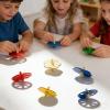 POPETPOP 40 Pieces Wood Spinning Tops for Kids, DIY Unfinished Wooden Gyroscope Toys, 5 Geometric Shapes Unfinished Wood Gyros for Kids - Creative Stem Arts for Birthday Party Favors, Family Game view 2
