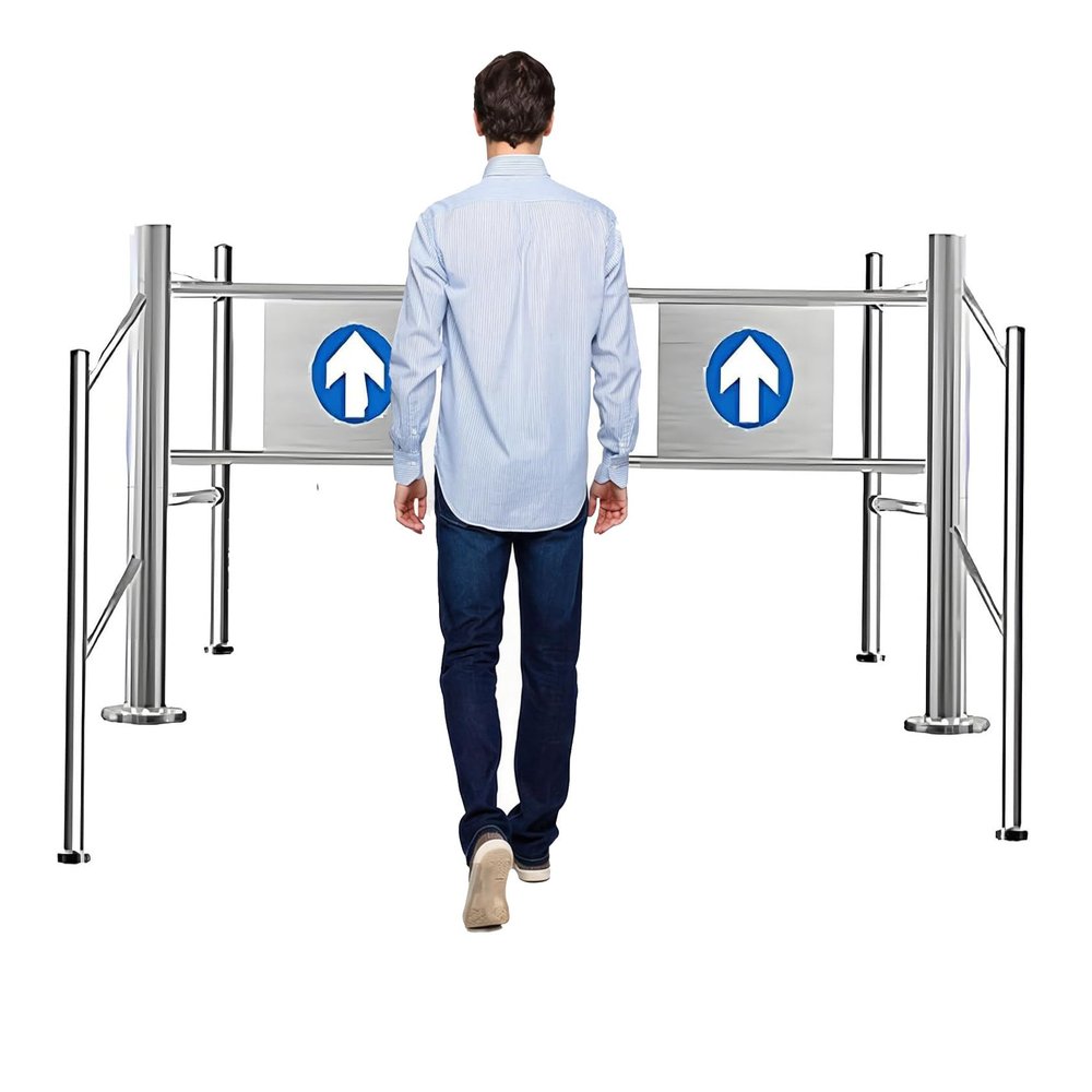 100 cm-200 cm Supermarket Entrance Safety Gate,Stainless Steel Warehouse Pedestrian Gate Door for Library Store Entrance Gate 1-Way Closing Swing Gate 12097cm
