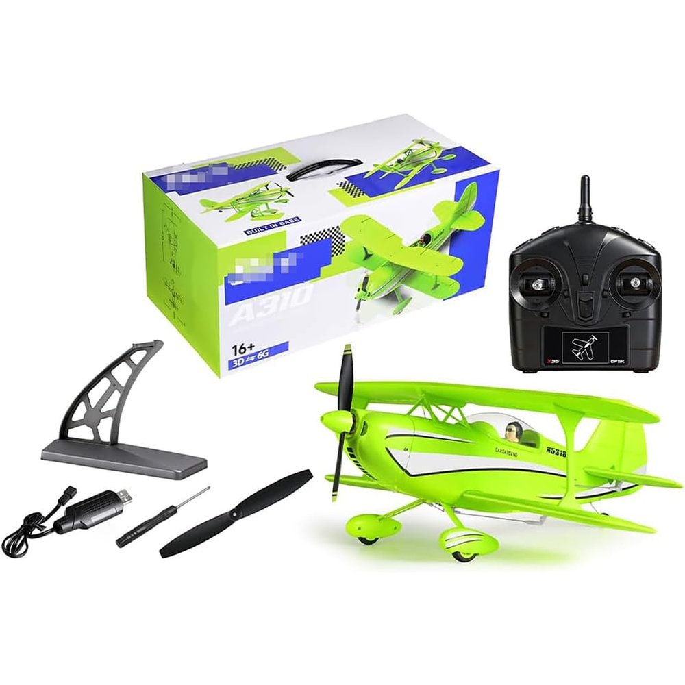 A310 RC Airplane, 2.4G 4CH RC Fixed-Wing Aircraft Model 400mm-Wingspan 3D/6G Realistic Bi-Wing Gyro Plane Easy to Fly for Adults - RTF