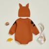 GINEVSAL Baby Girl Boy Halloween Costumes Black Cat/Dog/Dalmatian Long Sleeve Romper with Hat Set Halloween Outfit (Brown, 3-6 Months) view 2