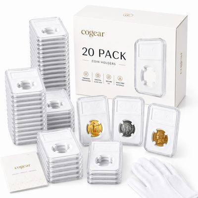 20 Pack 33mm Coin Slab Display Holder, Clear Acrylic Four-Point Fixation Coin Collection Box for U.S. 1 oz Gold & Platinum Eagles, 1 oz Gold American Buffalo and Other 32.7mm Coins, (20Pcs)