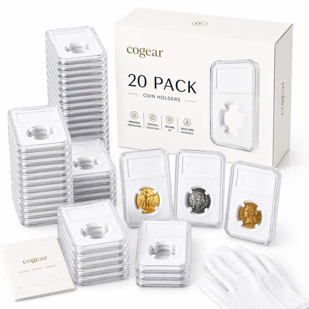 20 Pack 33mm Coin Slab Display Holder, Clear Acrylic Four-Point Fixation Coin Collection Box for U.S. 1 oz Gold & Platinum Eagles, 1 oz Gold American Buffalo and Other 32.7mm Coins, (20Pcs)