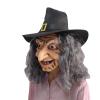 Creepy Wrinkles Old Lady Mask with Hat & Hair,Full Head Scary Evil Witch Mask,Realistic Old Women Face Masks for Halloween Birthday Haunted House Role-Play Party view 2