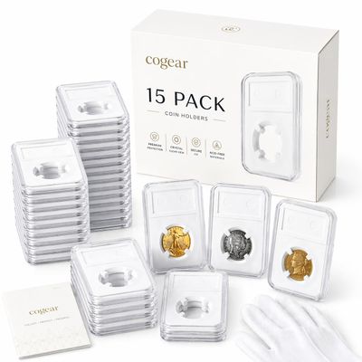 15 Pack 33mm Coin Slab Display Holder, Clear Acrylic Four-Point Fixation Coin Collection Box for U.S. 1 oz Gold & Platinum Eagles, 1 oz Gold American Buffalo and Other 32.7mm Coins, (15Pcs)
