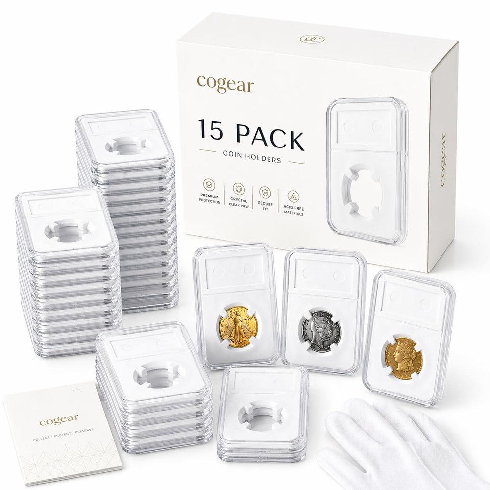 15 Pack 33mm Coin Slab Display Holder, Clear Acrylic Four-Point Fixation Coin Collection Box for U.S. 1 oz Gold & Platinum Eagles, 1 oz Gold American Buffalo and Other 32.7mm Coins, (15Pcs)
