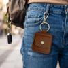 Coin Holder Keychain, Quarter Holder Keychain, Leather Coin Portable Anti-lost Pouch, Dark Brown, 2.17x1.77 Inch view 2