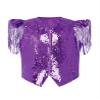 JEYPINMI Kids Girls Jazz Dance Costume Metallic Fancy Show Suit Vest with Ruffles Flared Pants Outfit for Performance Purple 16 view 4