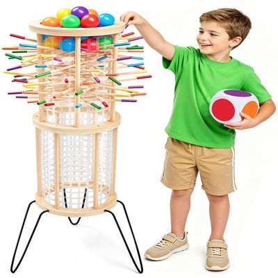 Outdoor Games Wooden Classic Giant Tower, 4FT Yard Game, for 2-6 Players
