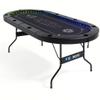 REAHOISY LED Poker Table, 84" 10 Players Oval Foldable Texas Holdem Casino Table with Tri-Color LED Lights, Board Game Table for Home Game Room with 10 Cup Holders and Padded Armrests view 1