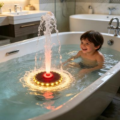 2026 Bath Fountain for Kids, Bath Tub Fountain, Solar Powered Floating Bathtub Water Spray with Colorful LED Lights, 8 Spray Modes for Bath, Pool & Tub Ambiance