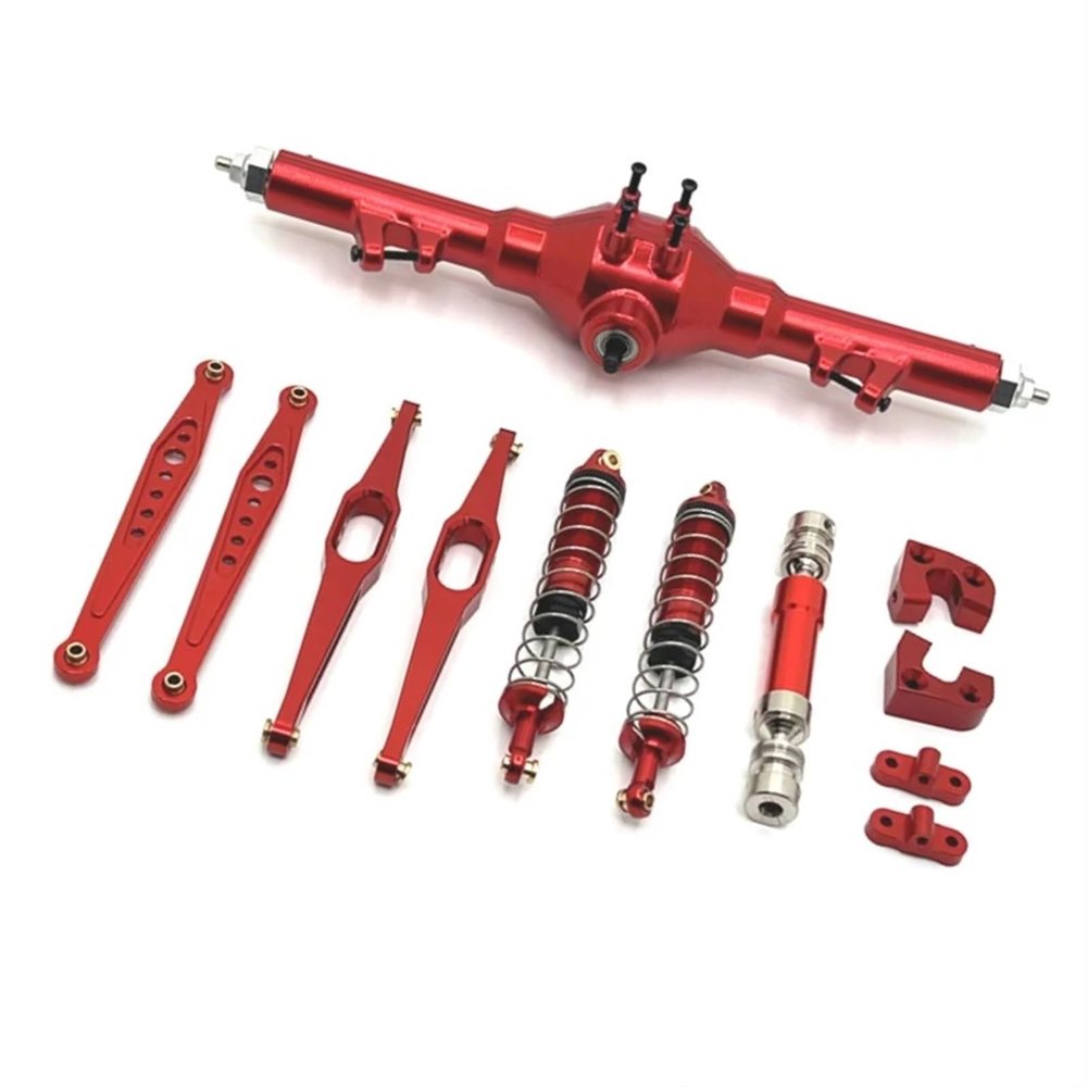 MYHWDRNU RC Car Parts Compatible with Wltoys 124006 12423 12427 12428 12429 Metal Rear Axle Drive Shaft Shock Absorber Trailing Arms 1/12 RC Car Parts Kit(Red)