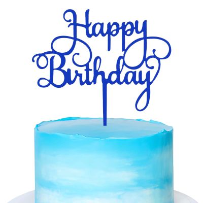 ZHENGYE Happy Birthday Cake Topper Decoration For Birthday Decorations Supplies(Blue)