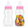 2 Pcs Baby Bottle Piggy Bank, 11 inch Bottle for Shower Game, Large Large, Clear Plastic Coin Saving Box for Kids Nursery Decor Shower Games, Pink view 1