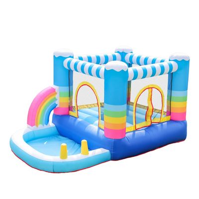 Doctor Dolphin Rainbow Inflatable Bounce House for Kids, Kids Bouncy Castle Slide Combo, Outdoor Indoor Inflatable Jumping Bouncer Playhouse with Blower-62112