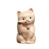 7cm Boxwood Lucky Cat Carving Statue Business Prosperity Zen Decor view 1
