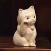 7cm Boxwood Lucky Cat Carving Statue Business Prosperity Zen Decor view 3
