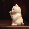 7cm Boxwood Lucky Cat Carving Statue Business Prosperity Zen Decor view 4