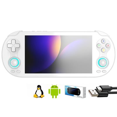 Aivuidbs RG VITA PRO Handheld Game Console RK3576 RGVITA PRO Dual OS Android 14 and Linux System 5.5" IPS INCELL touchscreen 5000mAh Supports WiFi Bluetooth HDMI (new-RGVITA PRO-White)