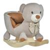 Kids Rocking Horse, Bear-Shaped Plush Toddler Ride on Horse with Sound, Wooden Base & Safety Belt for 18-36 Months, Gray view 1