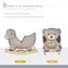Kids Rocking Horse, Bear-Shaped Plush Toddler Ride on Horse with Sound, Wooden Base & Safety Belt for 18-36 Months, Gray view 3