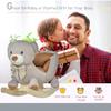 Kids Rocking Horse, Bear-Shaped Plush Toddler Ride on Horse with Sound, Wooden Base & Safety Belt for 18-36 Months, Gray view 4