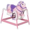 Spring Rocking Horse, Kids Ride on Horse, Plush Horse Ride-on with Sounds & Foot Stirrups, Saddle for Kids 3-8 Years, Pink view 1