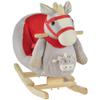 Kids Ride-On Rocking Horse Toy, Rocker with Lullaby Song, Hand Puppets & Soft Plush Fabric for Children 18-36 Months, Gray view 1