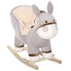 Kids Rocking Chair, Plush Ride On Rocking Horse Donkey with Sound, Wood Base Seat, Safety Belt, Baby Toddler Rocker Toy for 18-36 Months, Gray view 1