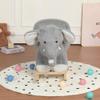 Kids Ride-On Rocking Horse Toy with Elephant Sounds,Elephant Rocking Toy with Hand Puppets and Safety Belt for Children 1-3 Years,Soft Plush Fabric,Grey view 3
