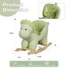 Kids Ride-On Rocking Horse Toy with Jingle Bells,Dinosaur Rocking Toy with Hand Puppets and Safety Belt for Children 1-3 Years, Soft Plush Fabric,Green view 2