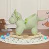 Kids Ride-On Rocking Horse Toy with Jingle Bells,Dinosaur Rocking Toy with Hand Puppets and Safety Belt for Children 1-3 Years, Soft Plush Fabric,Green view 4