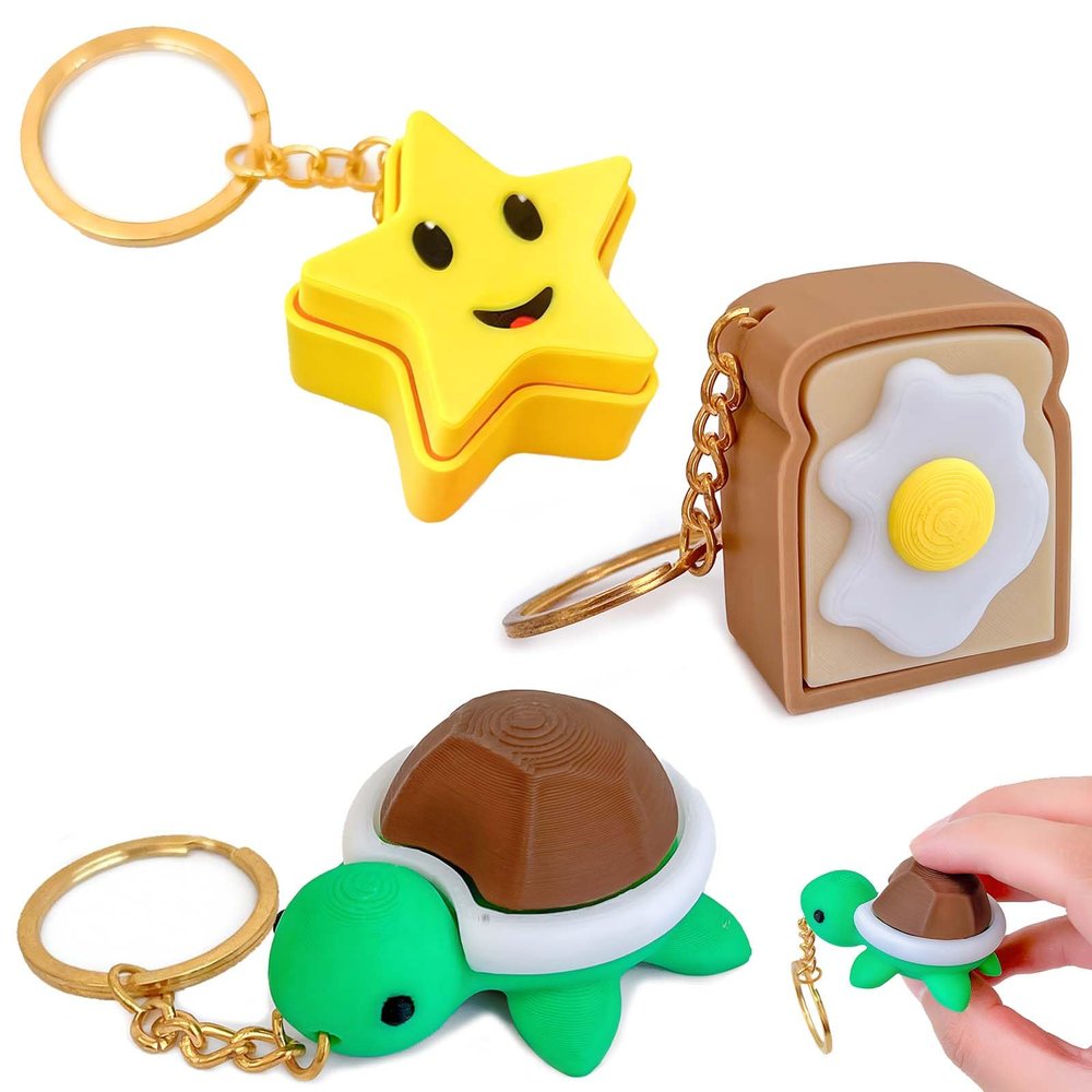 3 Pack Fidget Clicker Keychain - 3D Printed Mechanical Keyboard Button, Stress Relief Toy for Adults, Portable Sensory Gift for Home, Office, and Travel