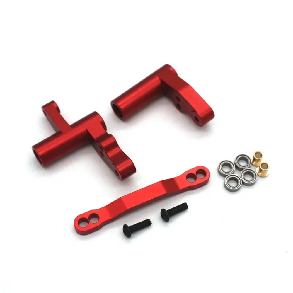 HERAUMB HNR Dodge H9802 Werewolf H9803 E30 1/10 Remote Control Flat Sports car Metal Upgrade Accessories Steering Component Parts(Red)