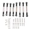 8Pcs Metal Adjustable Steering Linkage, Aluminum Alloy Servo Link Pull Rod for WPL C14 C24 B14 MN D90 D91 RC Cars with Precision Threads and Lightweight Design (Black) view 1