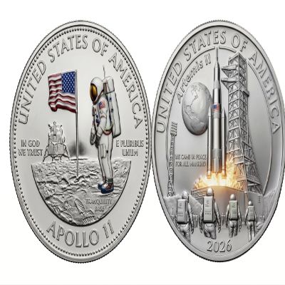 Artemis II 2026 Commemorative Coin, First Crewed Lunar Mission Coin, Space Exploration Collectible Souvenir for Astronomy Fans, Lunar Mission 3D Commemorative Coin (Fly to the Moon B)